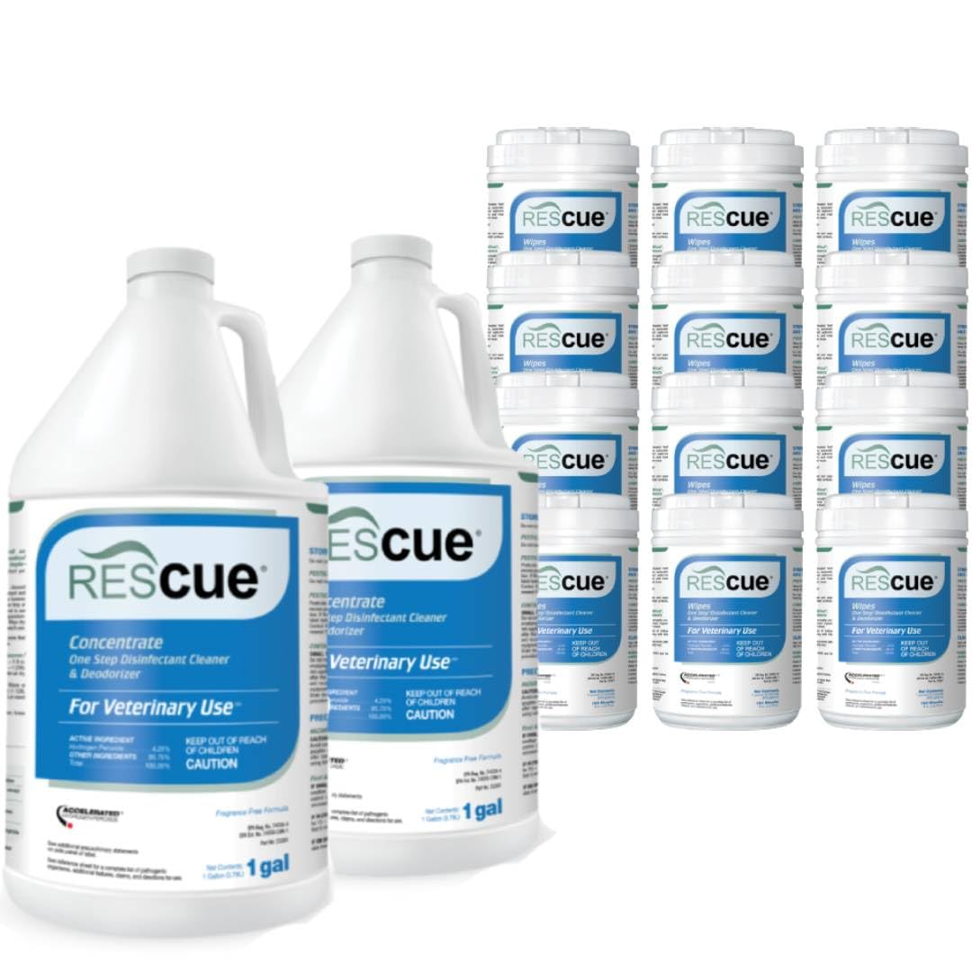Rescue Canister Wipes 12 Pack - Disinfectant Cleaner for Kennel Use
| Rescue Gallon Concentrate 2 Pack - Disinfectant C