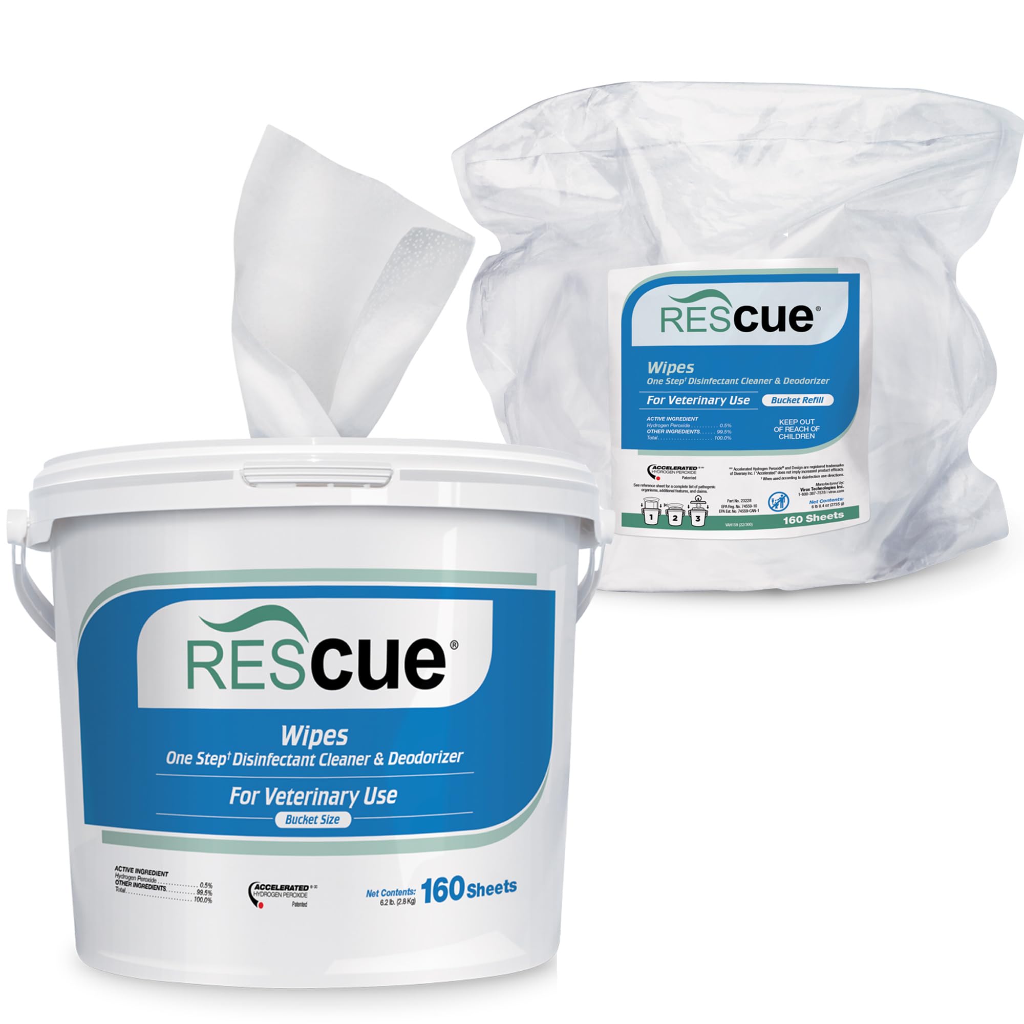 REScue Wipes Disinfectant for Vets - Designed to Clean Kennels, Litter Boxes & More
| REScue Wipes Bucket Single Refill